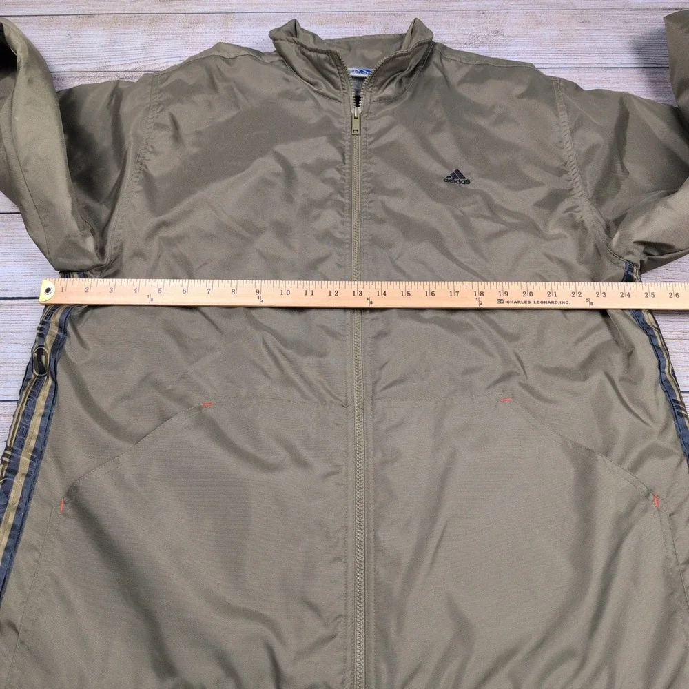 Vintage 90s /‎ Y2k Adidas Mens Full Zip Windbreaker Olive Jacket  Large L - Picture 3 of 8
